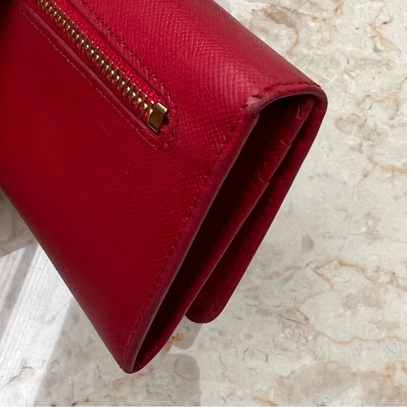 PRADA Saffiano Leather Continental Wallet in Fuoco Red - Picture 10 of 16